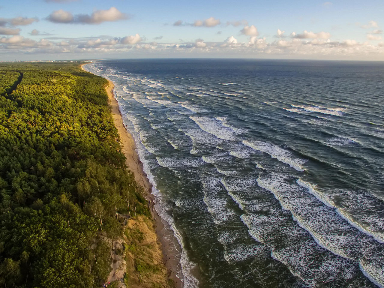 Aerial view of Lithuania's coast on the Baltic Sea