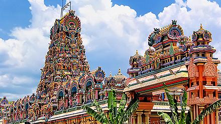 Bright and colorful Sri Maha Mariamman Temple for Hinduism in Kuala Lumpur, Malaysia 