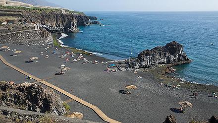 The Charco Verde volcanic beach in La Palma, Canary Islands