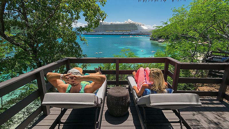 labadee haiti couple relaxing nellies beach bungalow