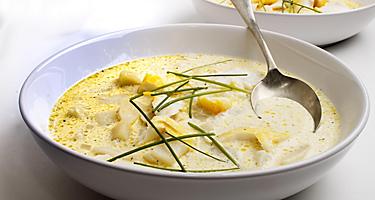 A bowl of Cullen Skink fish soup in Scotland