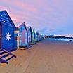 Colorful painted bathing houses along Brighton beach in Melbourne, Australia