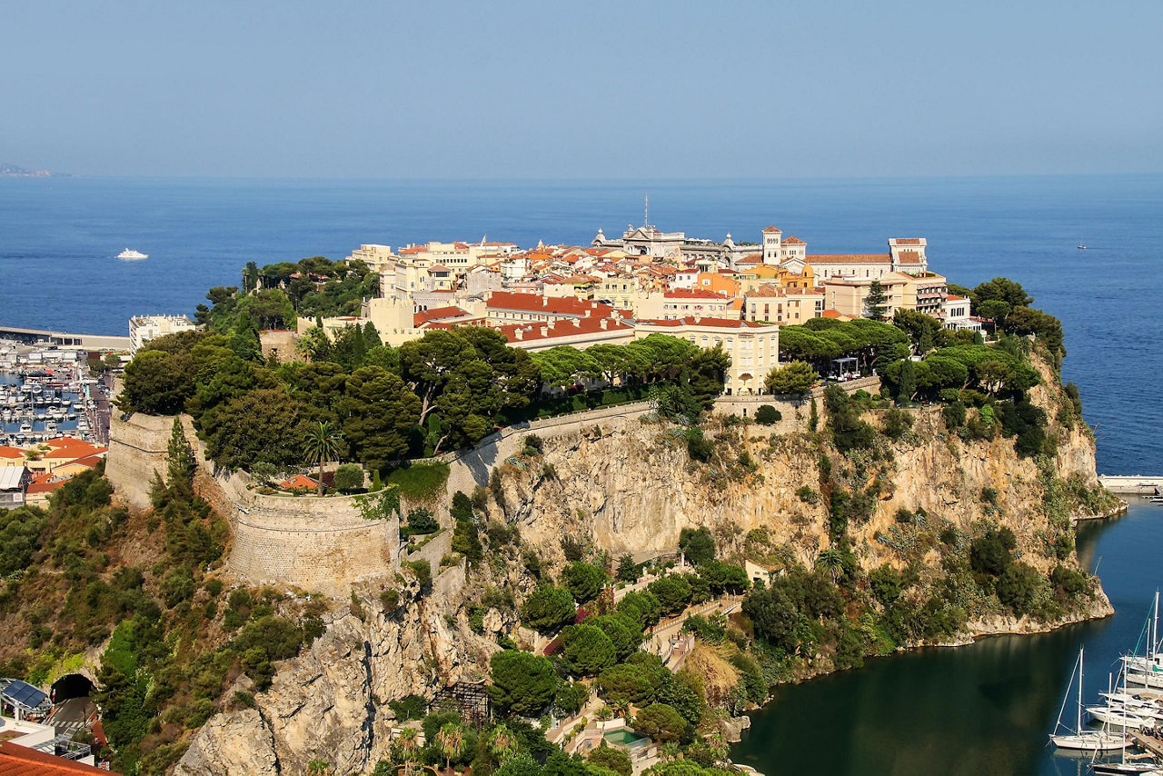 Aerial view of the Rock  of Monaco, in Monte Carlo, Monaco