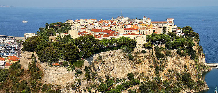 Aerial view of the Rock  of Monaco, in Monte Carlo, Monaco