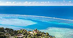 Moorea, French Polynesia, Aerial coastal view