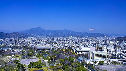 Views of the city of Shizuoka City and Mt. Fuji, Japan