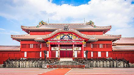 Gate of Shuri Castle's main hall in Okinawa, Japan