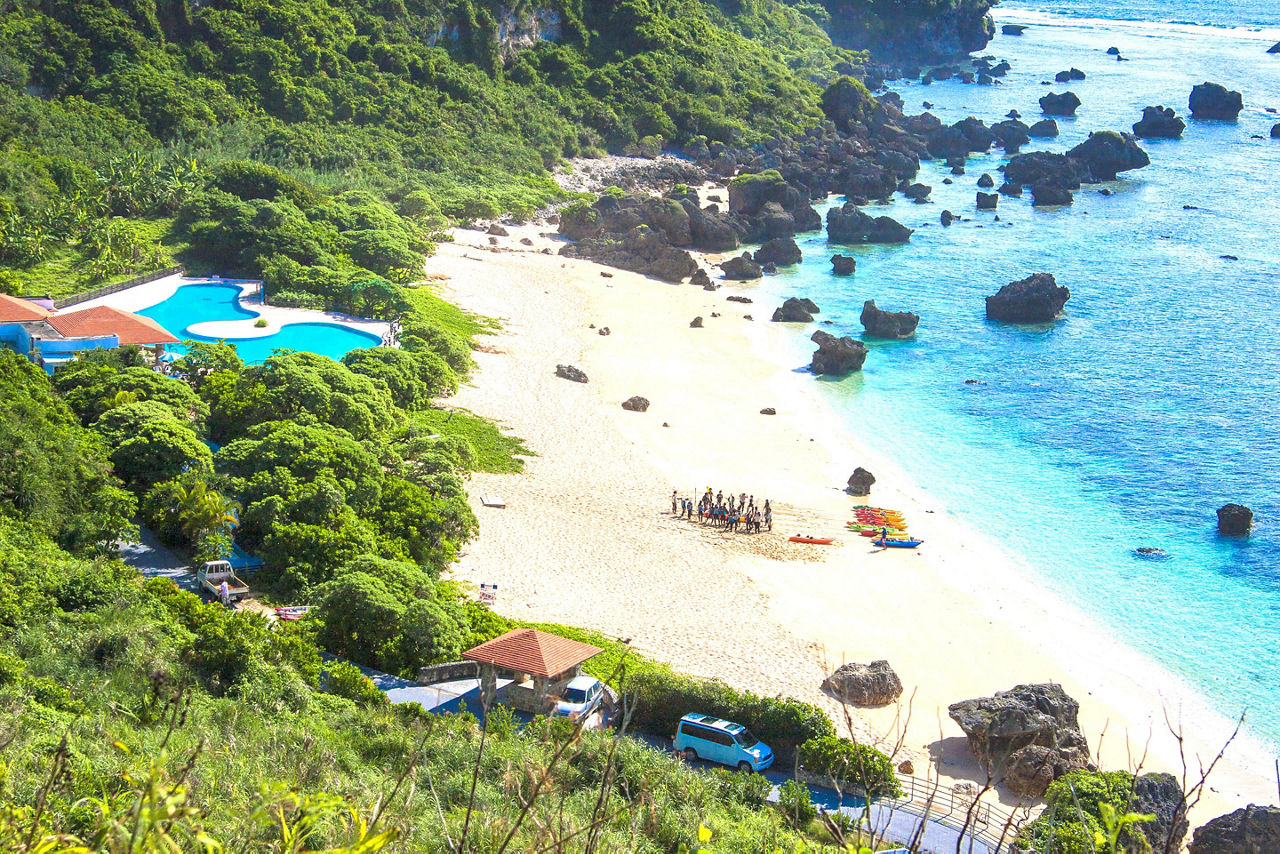 Beautiful Beach with resort in Okinawa, Japan