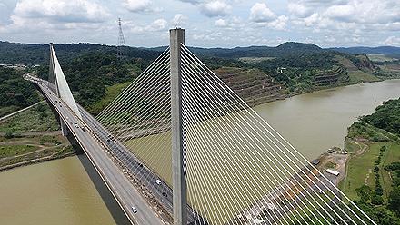 A bridge spanning over the Panama Canal