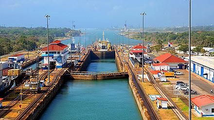 The second lock of the Panama Canal from the Pacific Ocean