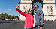 France Paris Couple by Arc De Triomphe