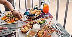 Enjoying a Relaxing, Seaside Lobster Lunch, Philipsburg, St. Maarten