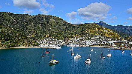 Boats Picton Harbor in New Zealand
