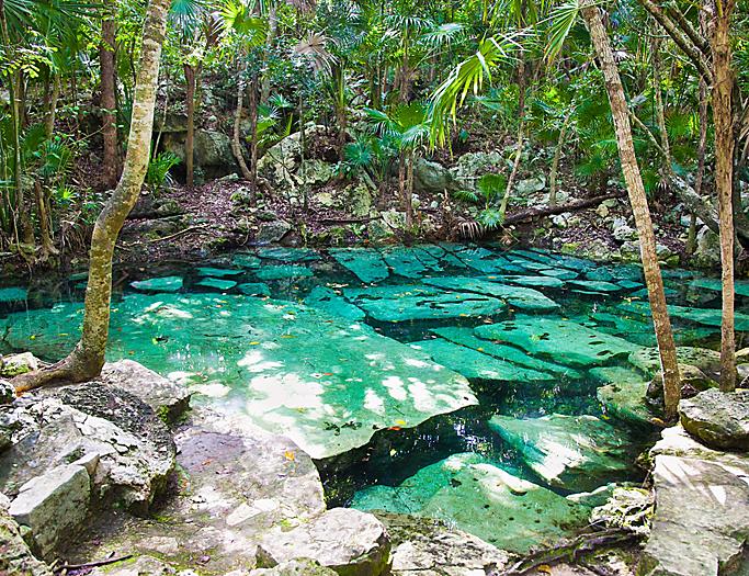 Cenote Azul Limestone Pit, Costa Maya, Mexico