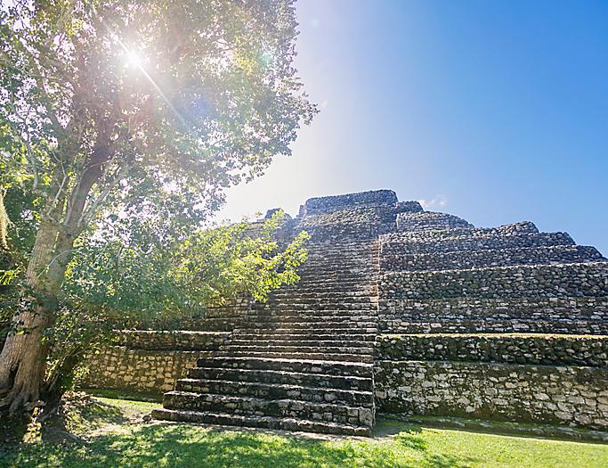 Chacchoben Mayan Ruins Low Wide, Costa Maya, Mexico 
