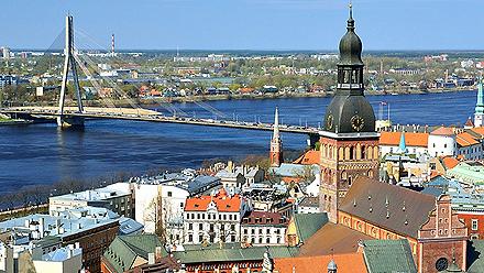 An aerial view of Riga, Latvia