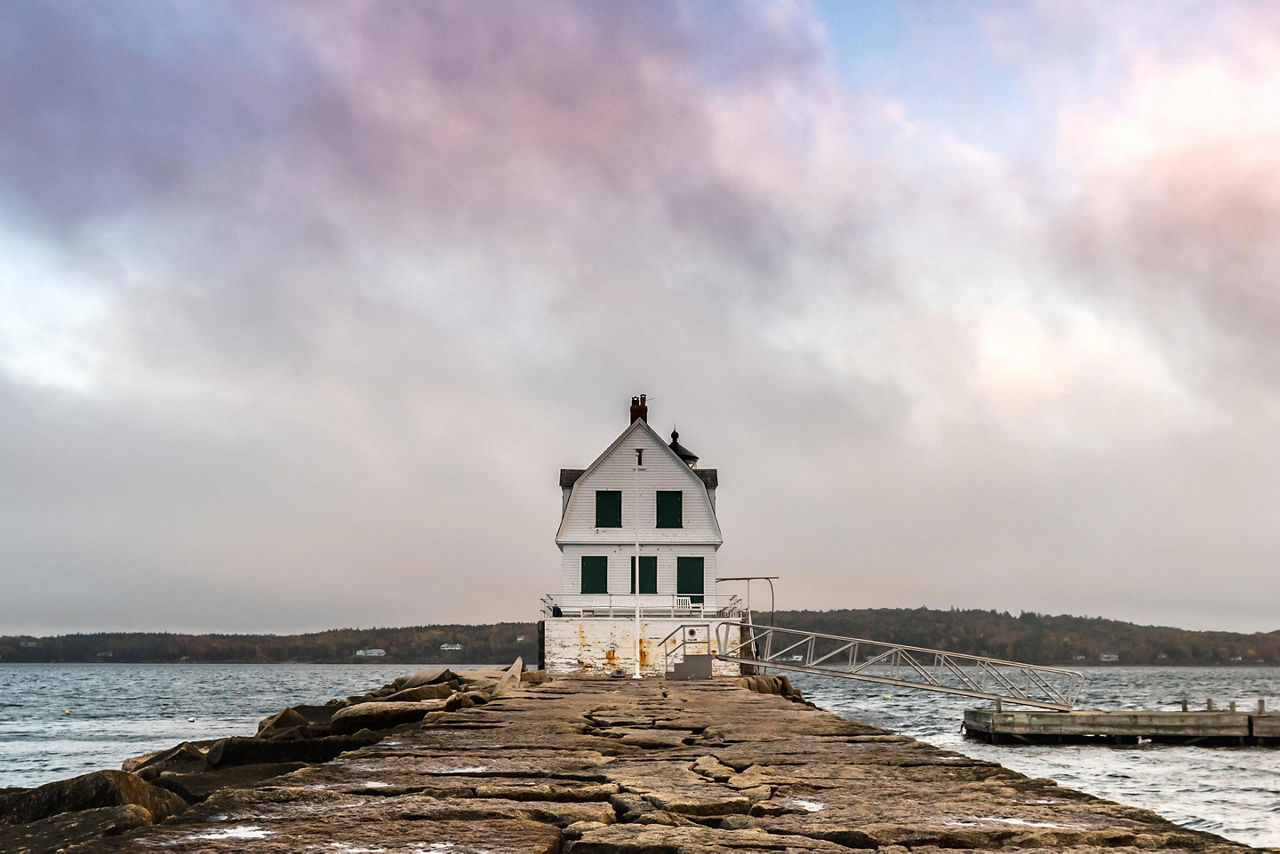 The Breakwater lighthouse in Rockland, Maine