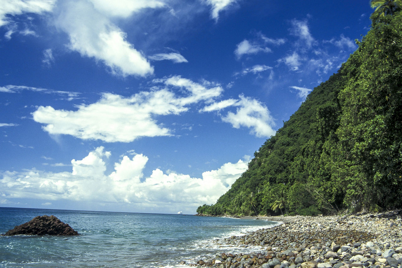 Pebbles Lining the Shore of Champagne Beach, Roseau, Dominica