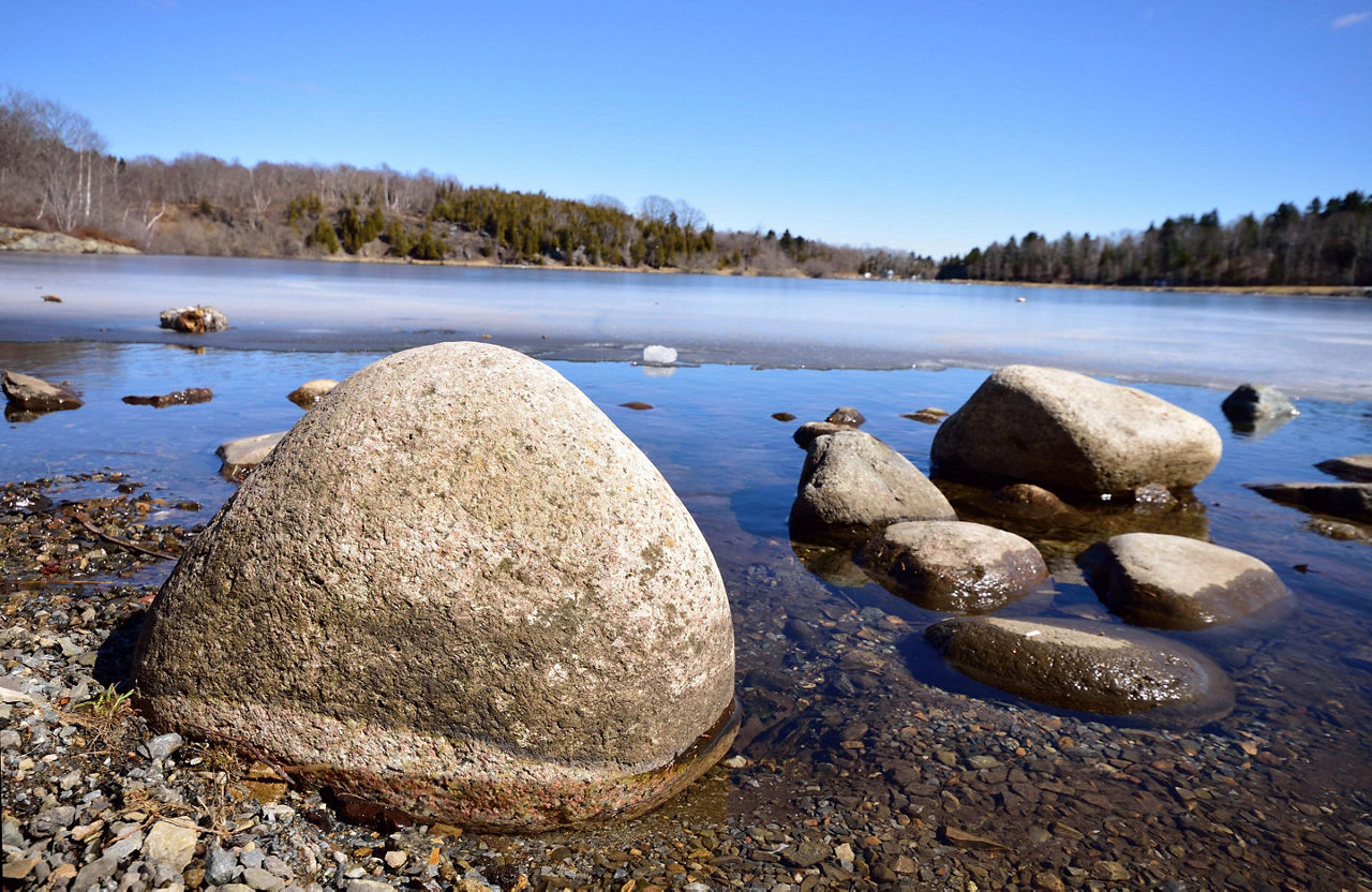 Rocks on the shore at Rockwood Park in New Brunswick