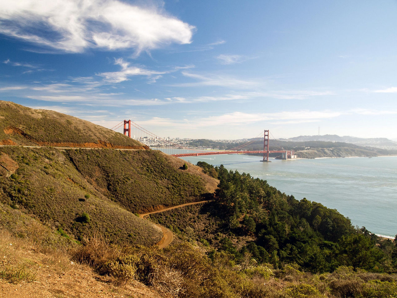 View of Golden Gate bridge from Marin Headlands