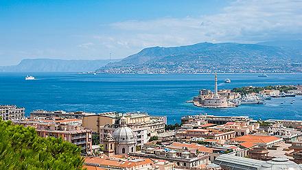 Aerial view of Sicily (Messina), Italy