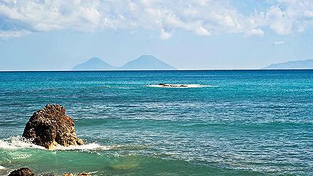 View of the Aeolian Islands off the coast of Messina