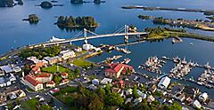 Scenic View of Downtown in Sitka, Alaska.