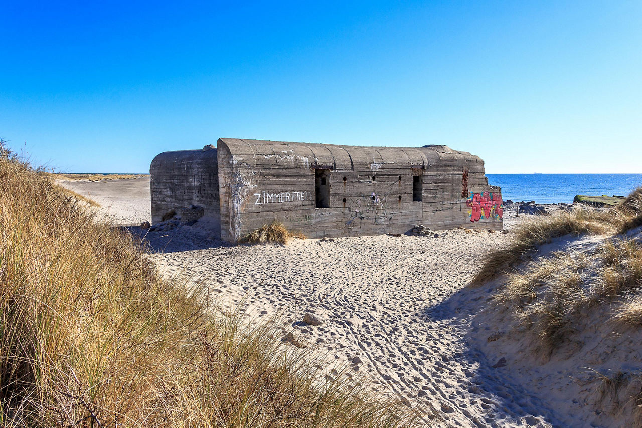 A World War 2 bunker at a beach in Skagen, Denmark