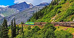 Mountains Train Car Rail Yukon Route Scenery Nature, Skagway Alaska 