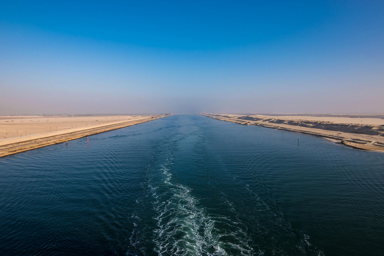 Panoramic view of the Suez Canal