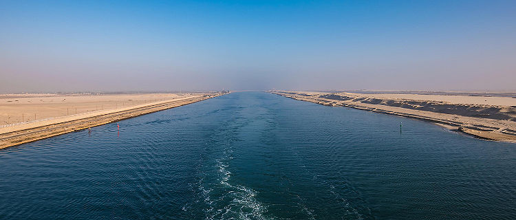 Panoramic view of the Suez Canal