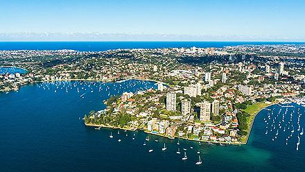 Aerial view of Double Bay in Sydney, Australia