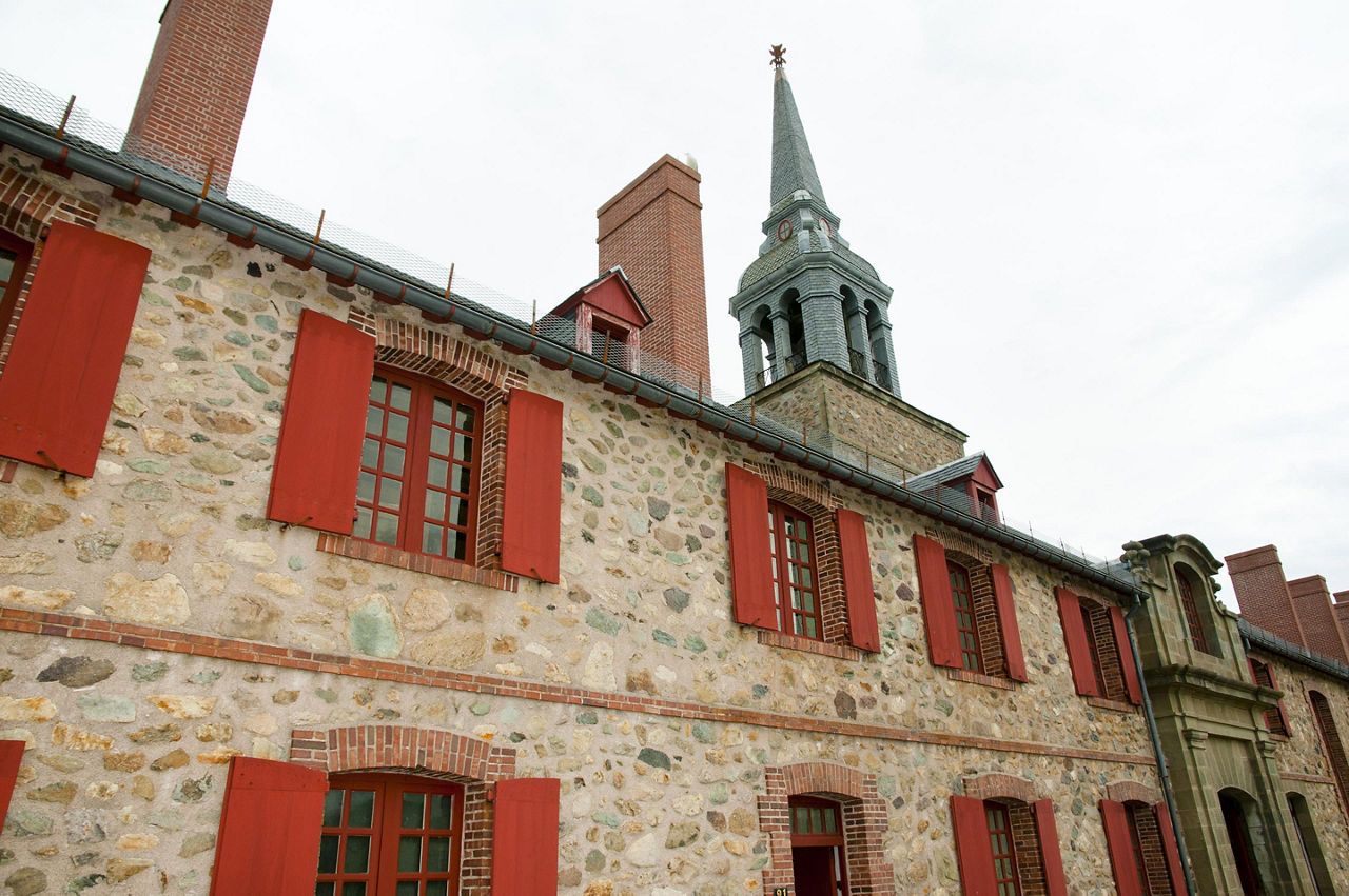 Close up view of the exterior of Fort Louisbourg