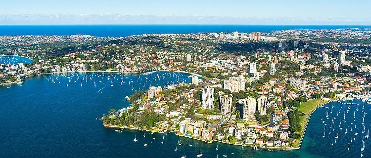 Aerial view of Double Bay in Sydney, Australia