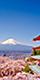 Tokyo, Japan, Chureito Red Pagoda and Mount Fuji