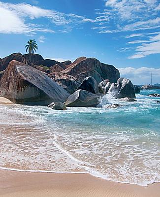 Rocks Beach Shore, Tortola, British Virgin Island 