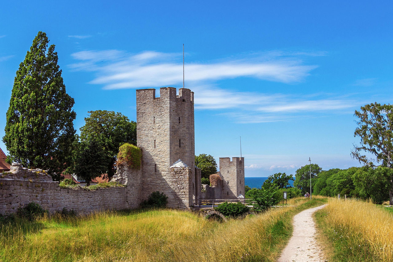 The towers of the defensive walls in Visby, Sweden