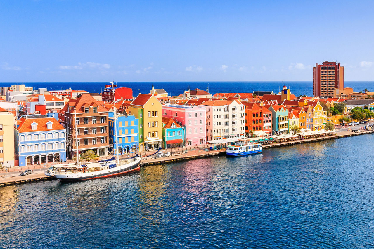 Colorful buildings along the coast, Willemstad, Curacao