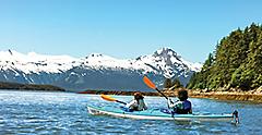 Couple Kayaking by Glaciers, Juneau, Alaska