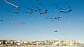 Sky full of kites in kite flying festival at Bondi beach, Sydney. Australia.