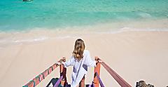 Bahamas Nassau Woman Enjoying the Sunny Beach 