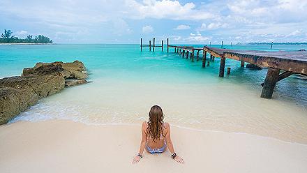 Woman Enjoying the Pristine Waters of the Bahamas