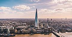 Panorama view over Thames river and the London skyline. UK.