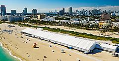 Aerial view of Art Basel tents on Miami Beach. Miami.