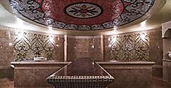 Interior of luxury Turkish bathhouse hammam spa. Turkey
