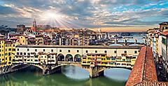View seen when visiting the famous Ponte Vecchio bridge. Florence, Italy