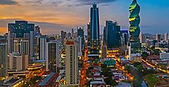 Colorful panoramic skyline of Panama City. Panama