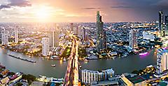Aerial view of Bangkok skyline and skyscraper. Bangkok Thailand.