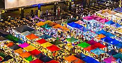 Aerial view of street markets in Bangkok, Thailand