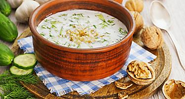Dig into a bowl of cold tarator soup in Burgas, Bulgaria